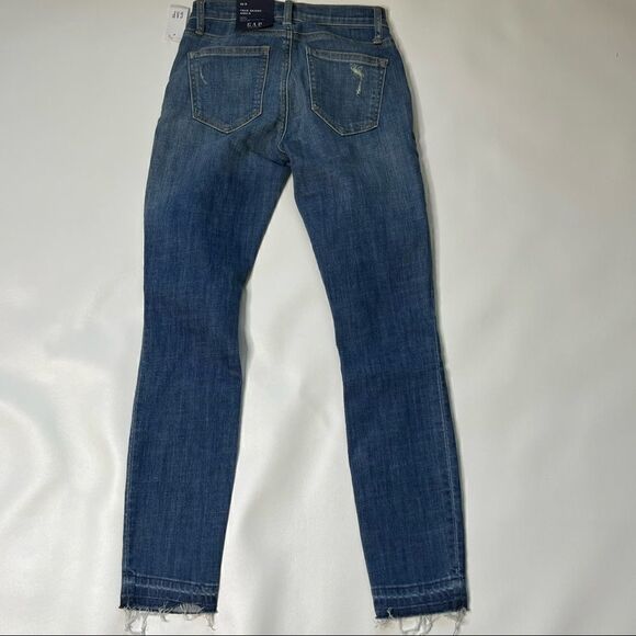 Gap | NWT Factory Distressed Mid-Rise True Skinny Ankle Raw Hem Jeans - Picture 4 of 9